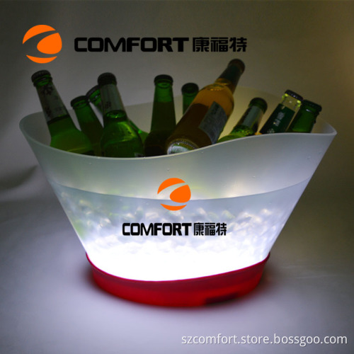Wholesales Barware rechargeable wireless plastic wavy shape PP material 12Liters big led ice bucket